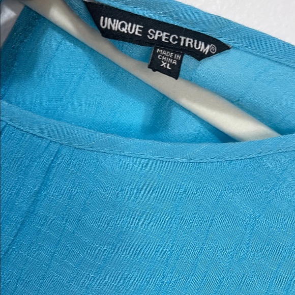 Unique Spectrum NWOT Aqua Blouse with Fringe Size XL PTP 22” - Picture 4 of 5